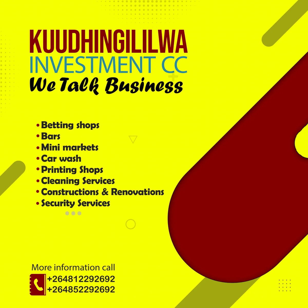 Kuudhingililwa Investment CC — construction and renovation work in Grootfontein